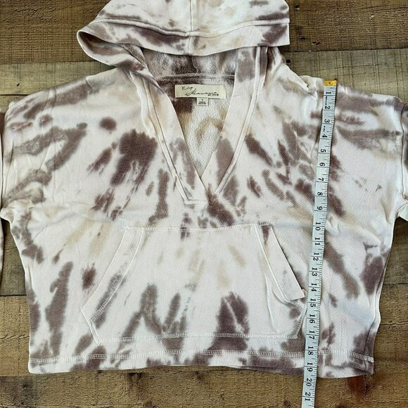 Vintage Havana white and brown tie-dye cropped v-neck hoodie small - Picture 3 of 7